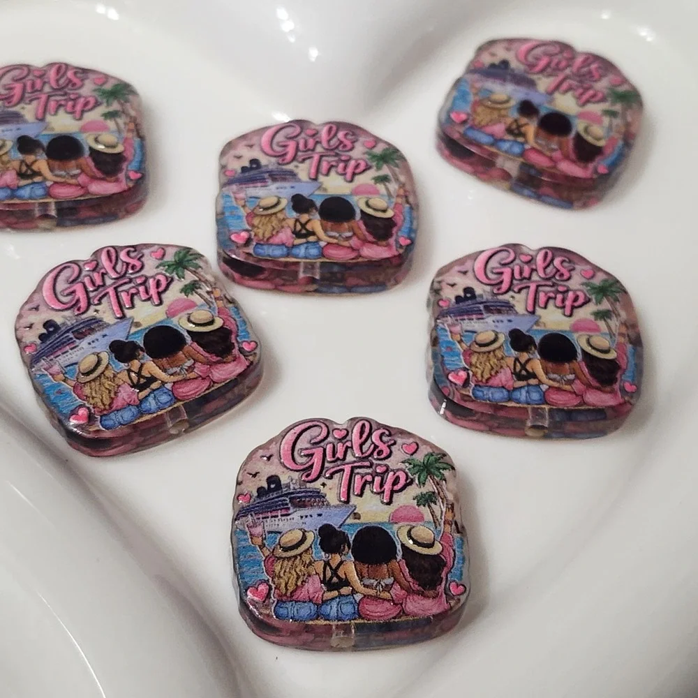 Girls Trip Beads 2 Pcs Focal Beads Cruise Beach Beaded Pen Jewelry Making Crafts